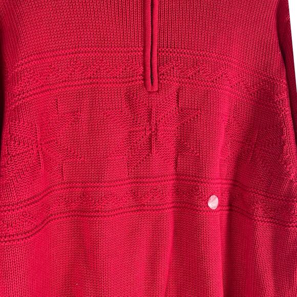 Chaps 1/4 Zip Lodge Snowflakes Pullover Sweater Cabin Red Size L - Picture 5 of 9